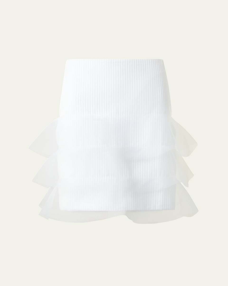 Ruffle-Trim Ribbed Mini Skirt
